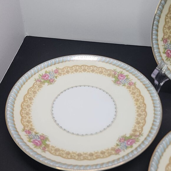 Vintage Noritake China Juno 716 Salad Plate 7'' Japan Set of 4 Floral Gold Rim - Picture 4 of 8